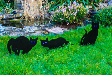 Set Of 3 Woodside Black Cat Garden Scarer Deterrent Pest/Bird/Rodent/Fox/Pond 
