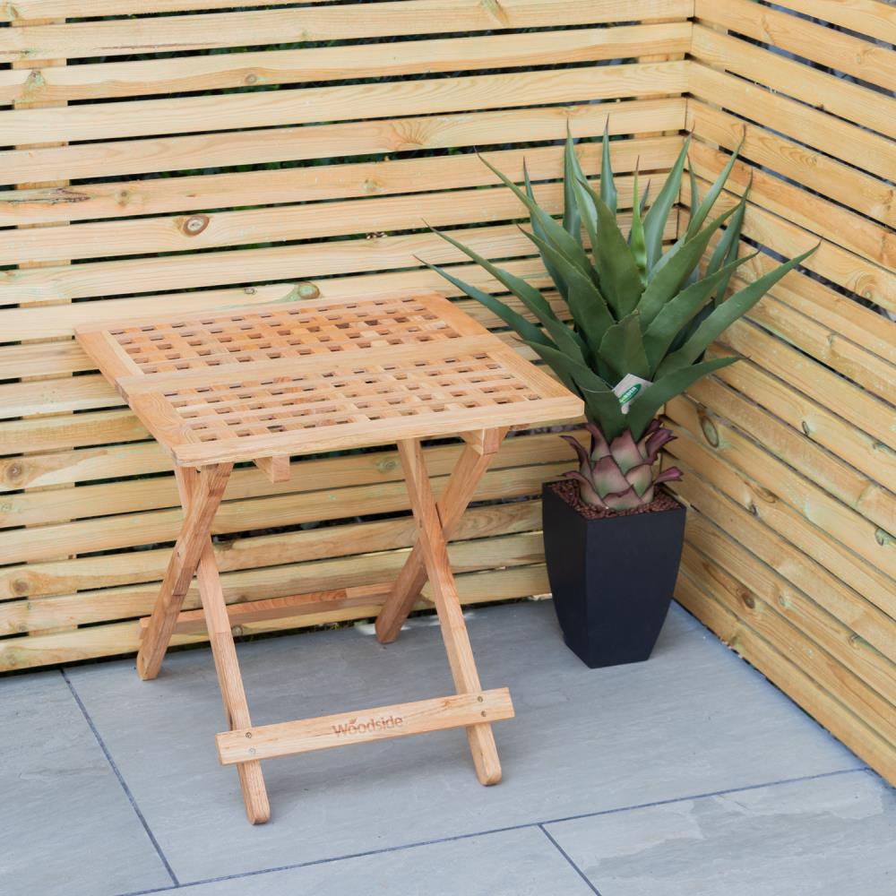 Round Lattice Folding Garden 50x50x50cm Picnic Table Solid Wood 