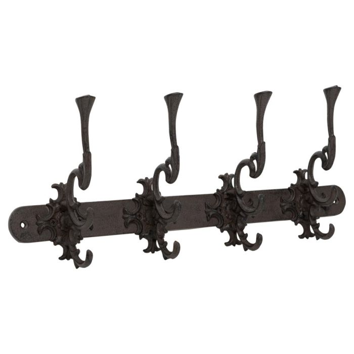 Woodside 4 Hook Cast Iron Wall Mounted Rustic Coat Rack/Key Hanger Hooks