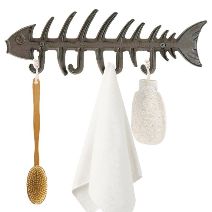 Woodside Decorative Fish Bones Wall Mounted Towel Rack, Cast Iron