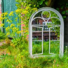 Woodside Acton Large Decorative Arched Outdoor Garden Mirror, 66.5cm x 97.5cm