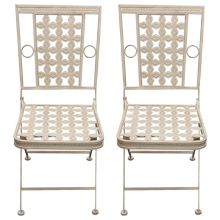 Woodside 2 x Square Folding Metal Garden Patio Dining Chairs Outdoor Furniture