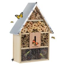 Woodside Wooden Insect Hotel/Bee House, Outdoor Bug Shelter with Steel Roof