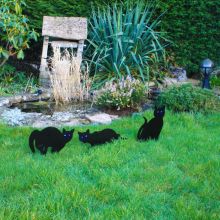 Set Of 3 Woodside Black Cat Garden Scarer Deterrent Pest/Bird/Rodent/Fox/Pond