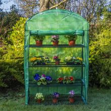 Woodside Large 4 Tier Garden Greenhouse/Growhouse With Reinforced Cover