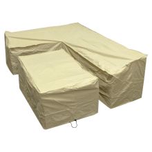 Woodside Sand L Shape Outdoor Dining Waterproof Patio Set Cover Rattan