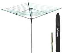 Woodside 4 Arm 50m Folding Rotary Laundry Airer Outdoor Clothes Washing Line