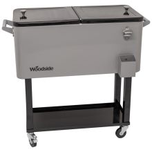 Woodside 76L Rolling House Party/BBQ Drinks Cooler, Cool Box Ice Bucket Cart