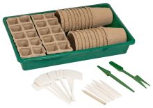 Woodside All In One Plant/Flower Seedling Tray Set, Biodegradable Pots & Trays