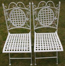 2 X Maribelle Folding Square Outdoor Garden Patio Chair White Floral Furniture