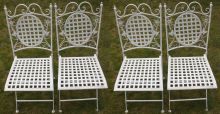 4 X Maribelle Folding Square Outdoor Garden Patio Chair White Floral Furniture