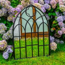 Woodside Wyton XL Decorative Arched Outdoor Garden Mirror, W: 70cm x H: 100cm