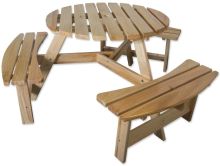 Maribelle 6 Seater Round Wooden Garden/Pub Bench - NATURAL
