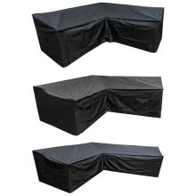 Woodside L Shape Outdoor Garden Corner Sofa Cover, Black 600D Polyester, 3 Sizes