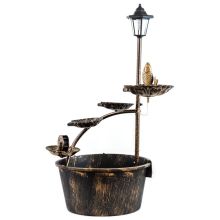 Woodside Water Fountain/Feature with 40W Solar Powered Light/Lamp, Mains Powered