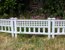 Woodside White Decorative Plastic Garden Fence Panels, Border Edging (4 pack)