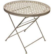 Woodside Round Folding Metal Garden Patio Dining Table Outdoor Furniture