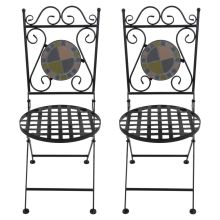 Woodside Set Of Two Decorative Mosaic Folding Garden Chairs Outdoor Furniture