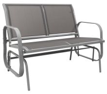 Woodside Grey 2 Seater Garden Glider Bench, Outdoor Rocking Swing Seat