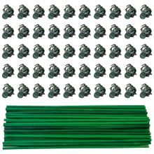 Woodside 50 x Bamboo Support Sticks/Cains with 100 Plastic Flower/Plant Clips