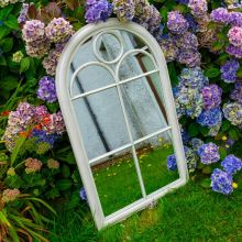 Woodside Oxshott XL Decorative Arched Outdoor Garden Mirror, W: 60cm x H: 100cm