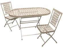 Woodside Folding Metal Outdoor Garden Patio Dining Table And 2 Chairs Set