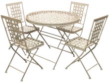 Woodside Folding Metal Outdoor Garden Patio Dining Table And 4 Chairs Set