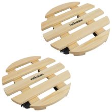 Woodside Round Wooden Plant Pot Trolley Movers Flowerpot Planter Caddy Pack of 2 Movers (2 PACK)