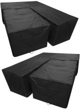 Woodside Black L Shape Outdoor Dining Waterproof Patio Set Cover Rattan